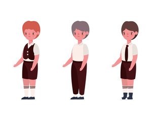 Boys kids cartoons with uniforms design, Back to school eduacation class lesson theme Vector illustration