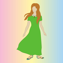 girl in green dress with a cross