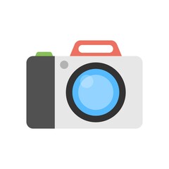 Camera icon illustration in flat design style. Photography sign.