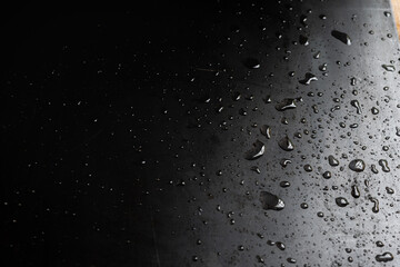 drops of water on a sheet of iron - Gray wet background texture