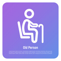 Thin line icon of priority seat for old person or disabled. Vector illustration.