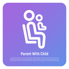 Thin line icon of priority seat for mother with child. Vector illustration.