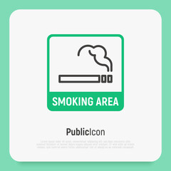 Smoking area thin line sign. Vector illustration.