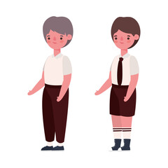 Obraz premium Boys kids cartoons with uniforms design, Back to school eduacation class lesson theme Vector illustration