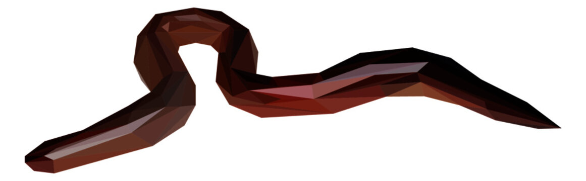 Earthworm low poly vector illustration