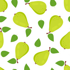 seamless pattern with pears isolated on white