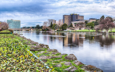 Fototapeta premium Scenic view over the lake of EUR in Rome, Italy