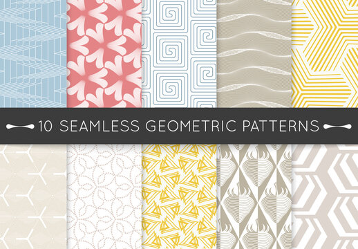 Pastel Colored Simple Geometric Seamless Pattern Collection