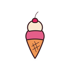 ice cream cone line and fill style icon vector design