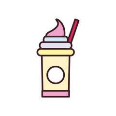 milkshake mug drink line and fill style icon vector design