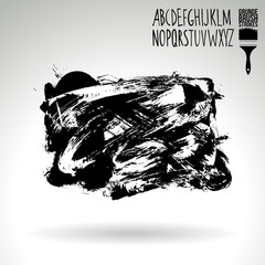 Black brush stroke and texture. Grunge vector abstract hand - painted element. Underline and border design.
