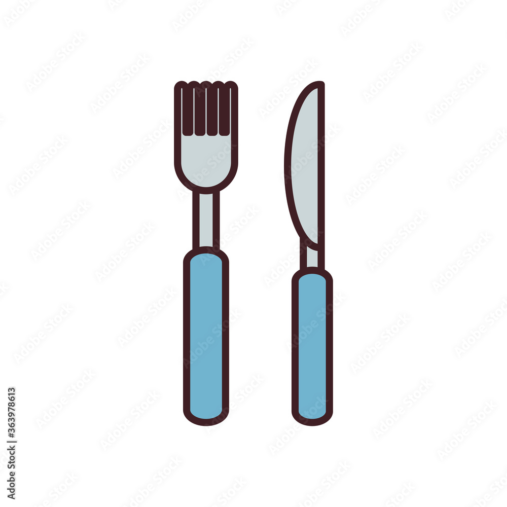 Poster fork and knife line and fill style icon vector design