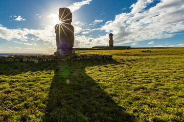Easter Island, Moais Tahai Archaeological Complex, Rapa Nui National Park, Chile.