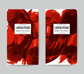 Set of vector business card templates with brush stroke background.