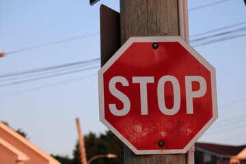 Obraz premium stop sign on the road