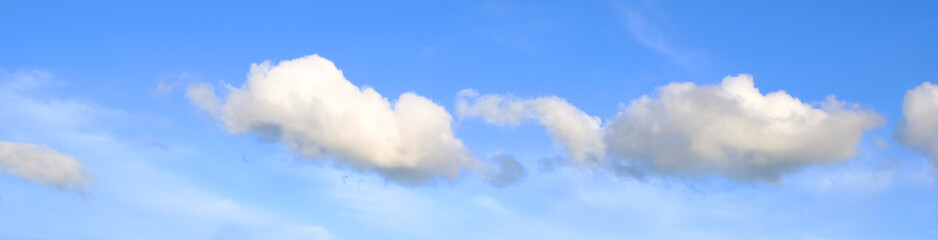 blue sky with clouds. Summer time, flight, dreams, carefree, Sunny clear day, weather.