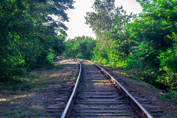 Fototapeta premium railway in a rural landscape. Railway Track.