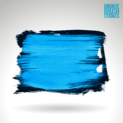 Blue brush stroke and texture. Grunge vector abstract hand - painted element. Underline and border design.