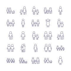 avatars line style icon set design, Family relationship and generation theme Vector illustration