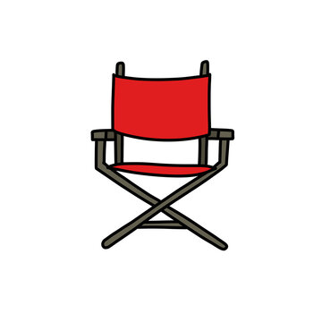 director's chair doodle icon, vector color illustration