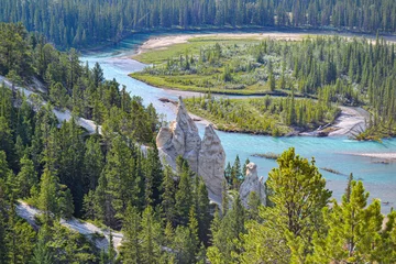 Fototapete HooDoo rock formations on the Bow River in Banff Alberta Canada © Mary Baratto