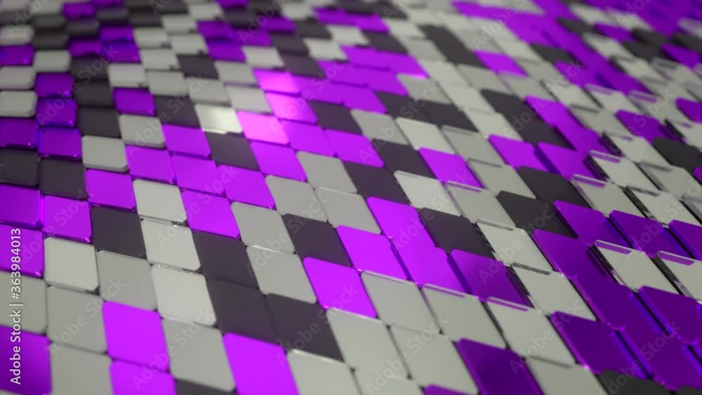 Poster abstract wave surface of geometric shapes. seamless loop 3d render