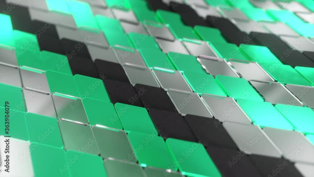 Poster abstract wave surface of geometric shapes. seamless loop 3d render