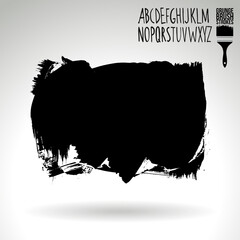 Black brush stroke and texture. Grunge vector abstract hand - painted element. Underline and border design.
