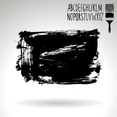 Black brush stroke and texture. Grunge vector abstract hand - painted element. Underline and border design.
