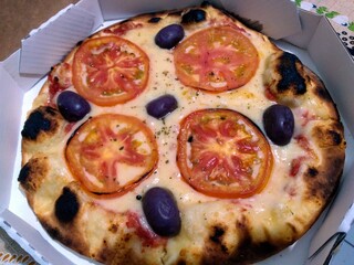 pizza with salami and cheese