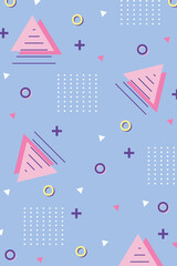 Obraz premium memphis 80s 90s style abstract triangles various shapes background