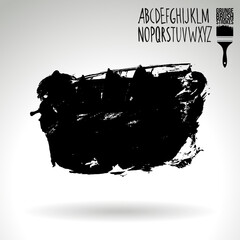 Black brush stroke and texture. Grunge vector abstract hand - painted element. Underline and border design.
