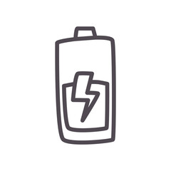 half battery with thunder line style icon vector design