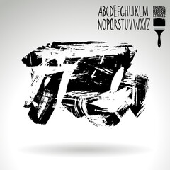 Black brush stroke and texture. Grunge vector abstract hand - painted element. Underline and border design.
