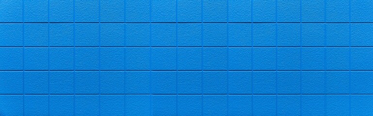 Fototapeta premium Panorama of Cement block wall Painted blue sea texture and seamless background