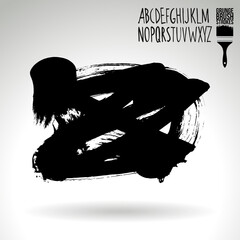 Black brush stroke and texture. Grunge vector abstract hand - painted element. Underline and border design.
