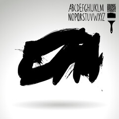 Black brush stroke and texture. Grunge vector abstract hand - painted element. Underline and border design.
