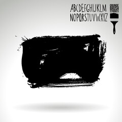 Black brush stroke and texture. Grunge vector abstract hand - painted element. Underline and border design.
