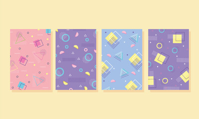 memphis covers abstract collection templates with geometric shapes