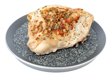 Meat dishes, grilled turkey with seasonings and spices.