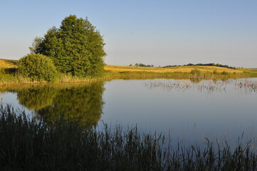 Krajobraz letni z jeziorem. Polska - Mazury - Warmia.
