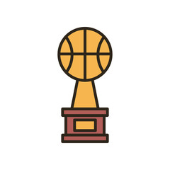 ball trophy of basketball line and fill style icon vector design