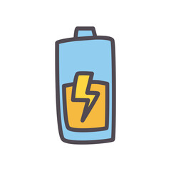 half battery with thunder line and fill style icon vector design