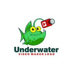 Anglerfish with video camera for production house logo concept