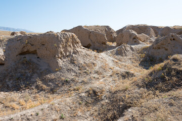 Fototapeta na wymiar Remains of Ancient Panjakent. a famous Historic site in Panjakent, Tajikistan.