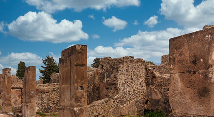 Crumbling Walls in Pompeii Ruins
