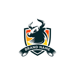 Bull head mascot. Vector illustration for use as print, poster, sticker, logo, tattoo, emblem and other.