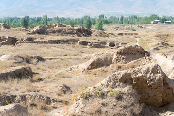 Fototapeta na wymiar Remains of Ancient Panjakent. a famous Historic site in Panjakent, Tajikistan.