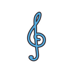 Fototapeta premium treble clef music note line and fill style icon vector design