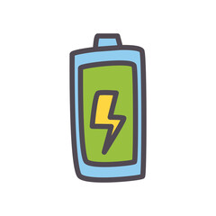 full battery with thunder line and fill style icon vector design